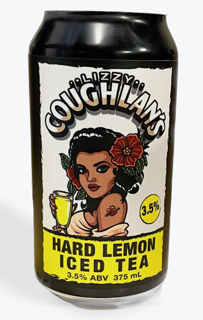 Coughlan's Hard Lemon Iced Tea can with a stylized illustration on a white background